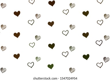 Light Green, Yellow vector template with doodle hearts. Hearts on blurred abstract background with colorful gradient. Pattern for marriage gifts, congratulations.