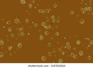 Light Green, Yellow vector template with organic meal. Glitter abstract sketch with gourmet food. Pattern for ad, booklets, leaflets of restaurants.