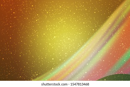Light Green, Yellow vector template with space stars. Shining illustration with sky stars on abstract template. Template for cosmic backgrounds.