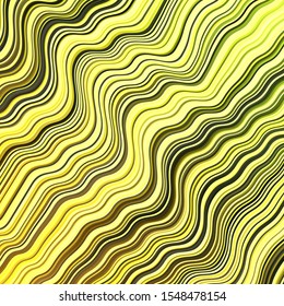 Light Green, Yellow vector template with curves. Illustration in abstract style with gradient curved.  Template for cellphones.