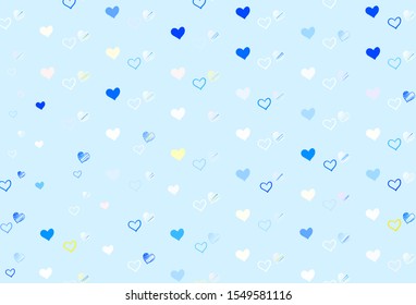Light Green, Yellow vector template with doodle hearts. Glitter abstract illustration with colorful hearts in romantic style. Design for your business advert of anniversary.