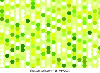 Light Green, Yellow vector template in hexagonal style. Colorful hexagons on blur backdrop. Pattern for your ad, booklets.