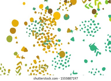 Light Green, Yellow vector template with chaotic shapes. Colorful chaotic forms with gradient in modern style. Simple design for your web site.