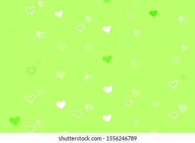 Light Green, Yellow vector template with doodle hearts. Glitter abstract illustration with colorful hearts in romantic style. Pattern for valentine's ad, booklets.