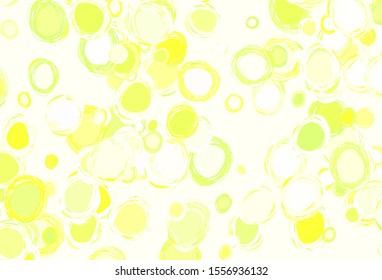 Light Green, Yellow vector template with circles. Glitter abstract illustration with blurred drops of rain. Pattern for futuristic ad, booklets.