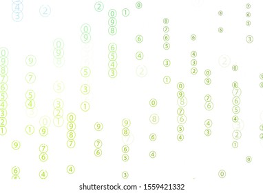 Light Green, Yellow vector template with isolated numerals. Colored mathematic signs with gradient on white background. Pattern for ad, booklets, leaflets of education.