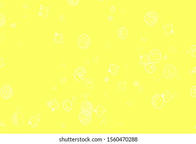 Light Green, Yellow vector template with organic meal. Beautiful colorful illustration with food in doodle style. Template for meal cooking in kitchen.