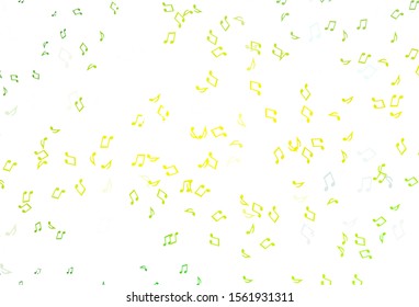 Light Green, Yellow vector template with musical symbols. Abstract illustration with colorful symbols of melody. Template for fasion magazines.