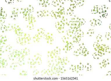 Light Green, Yellow vector template with math simbols. Colored mathematic signs with gradient on white background. Best design a poster, banner of a math college.