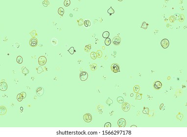 Light Green, Yellow vector template with organic meal. Glitter abstract sketch with gourmet food. Pattern for ad, booklets, leaflets of restaurants.