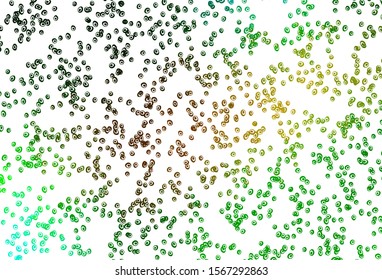 Light Green, Yellow vector template with circles. Beautiful colored illustration with blurred circles in nature style. Pattern of water, rain drops.