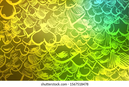 Light Green, Yellow vector template with doodle hearts. Decorative shining illustration with hearts on abstract template. Design for ad, poster, banner of Valentine Day.