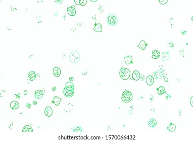 Light Green, Yellow vector template with organic meal. Glitter abstract sketch with gourmet food. Pattern for ads of breakfast, lunch, dinner.