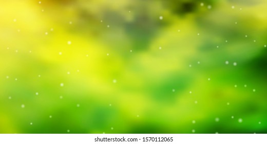Light Green, Yellow vector template with neon stars. Shining colorful illustration with small and big stars. Pattern for websites, landing pages.