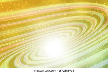 Light Green, Yellow vector template with space stars. Space stars on blurred abstract background with gradient. Pattern for futuristic ad, booklets.