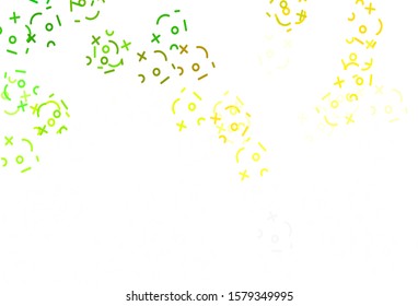 Light Green, Yellow vector template with math simbols. Modern geometrical illustration with numerals. Template for landing page of typography.