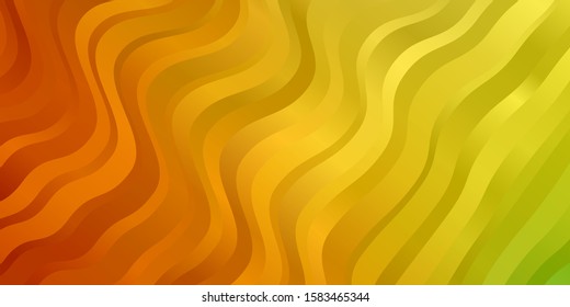 Light Green, Yellow vector template with wry lines. Abstract illustration with bandy gradient lines. Pattern for ads, commercials.