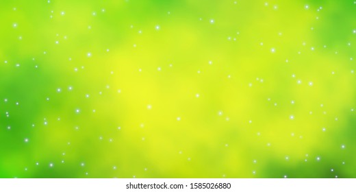 Light Green, Yellow vector template with neon stars. Colorful illustration in abstract style with gradient stars. Design for your business promotion.