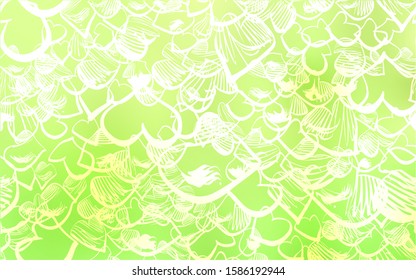 Light Green, Yellow vector template with doodle hearts. Beautiful colored illustration with hearts in celebration style. Pattern for marriage gifts, congratulations.