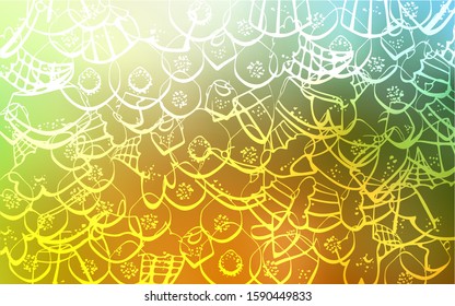Light Green, Yellow vector template with sweet snacks. Confections on blurred abstract background with colorful gradient. Pattern for ads of breakfast, lunch, dinner.