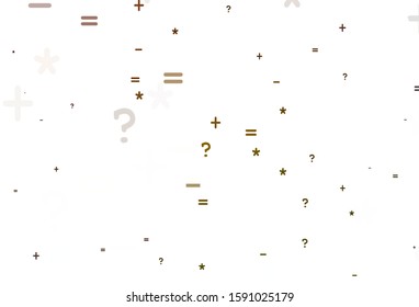 Light Green, Yellow vector template with math simbols. Modern geometrical illustration with numerals. Pattern for posters, banners of math books.