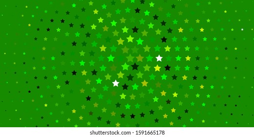 Light Green, Yellow vector template with neon stars. Modern geometric abstract illustration with stars. Theme for cell phones.
