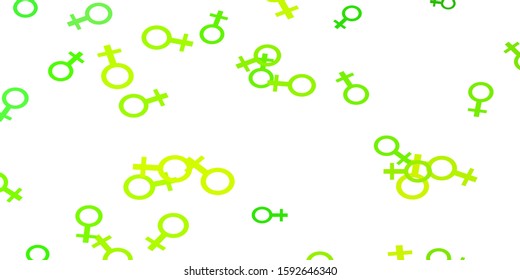 Light Green, Yellow vector template with businesswoman signs. Illustration with signs of women's strength and power. Design for landing pages.