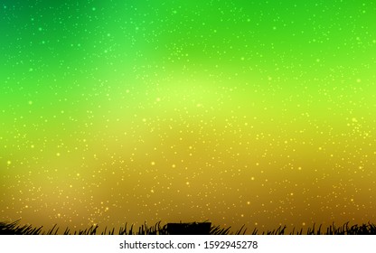 Light Green, Yellow vector template with space stars. Shining colored illustration with bright astronomical stars. Pattern for astronomy websites.