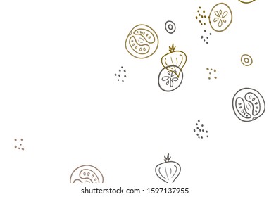 Light Green, Yellow vector template with organic meal. Illustration with set of fresh food in doodle style. Pattern for ads of breakfast, lunch, dinner.