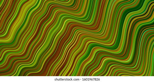 Light Green, Yellow vector template with curves. Colorful geometric sample with gradient curves.  Pattern for websites, landing pages.