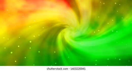 Light Green, Yellow vector template with neon stars. Blur decorative design in simple style with stars. Pattern for websites, landing pages.