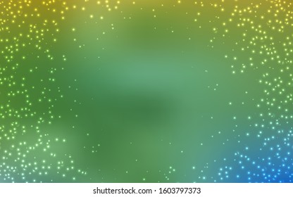 Light Green, Yellow vector template with space stars. Shining colored illustration with bright astronomical stars. Pattern for astronomy websites.