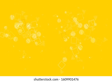 Light Green, Yellow vector template with crystals, circles, squares. Glitter abstract illustration with spheres, squares, lines. Best design for poster, banner.