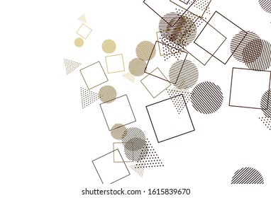 Light Green, Yellow vector template with crystals, circles, squares. Decorative design in abstract style with lines, dots, cubes. Modern template for landing page.