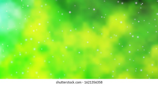 Light Green, Yellow vector template with neon stars. Blur decorative design in simple style with stars. Pattern for websites, landing pages.