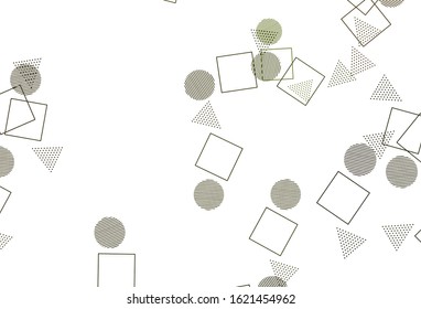 Light Green, Yellow vector template with crystals, circles, squares. Circles, lines, rhombus with colorful gradient. Pattern for websites.