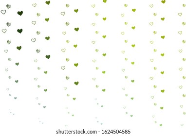 Light Green, Yellow vector template with doodle hearts. Illustration with hearts in love concept for valentine's day. Template for Valentine's greeting postcards.