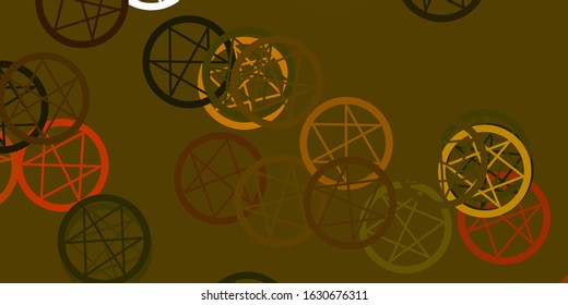 Light Green, Yellow vector template with esoteric signs. Retro design in abstract style with witchcraft forms. Simple design for occult depiction.