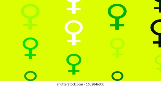 Light Green, Yellow vector template with businesswoman signs. Abstract illustration with a depiction of women's power. Background for cell phones.