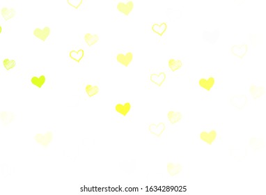 Light Green, Yellow vector template with doodle hearts. Hearts on blurred abstract background with colorful gradient. Template for Valentine's greeting postcards.