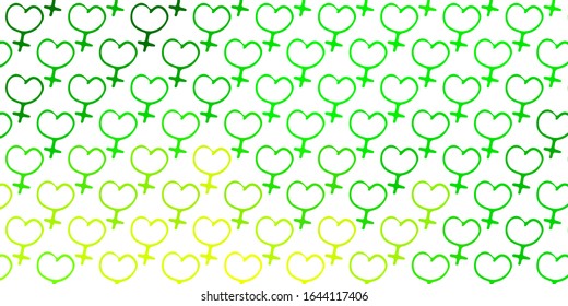 Light Green, Yellow vector template with businesswoman signs. Illustration with signs of women's strength and power. Best design to show the power of women.