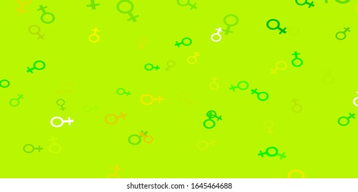 Light Green, Yellow vector template with businesswoman signs. Abstract illustration with a depiction of women's power. Design for landing pages.