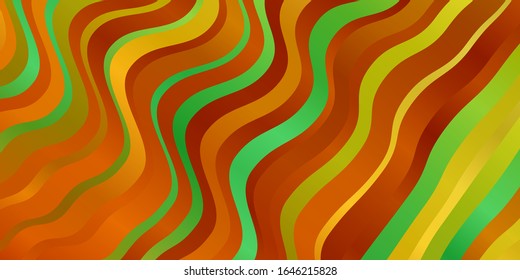 Planta vectorial verde claro, amarillo con líneas raras. Ilustración abstracta con líneas de degradado de banda.  Patrón de anuncios, comerciales.