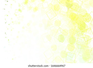 Light Green, Yellow vector template with crystals, circles, squares. Abstract illustration with colorful dots, lines, cubes. Modern template for landing page.