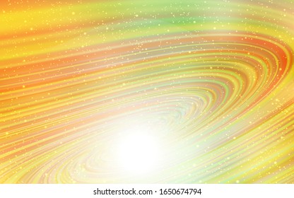 Hellgrüne, gelbe Vektorillustration mit Raumstern. Farbige Illustration mit hellen Sternen. Vorlage für kosmische Hintergründe.