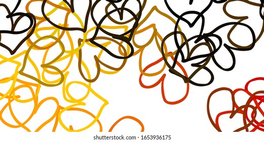 Light Green, Yellow vector template with doodle hearts. Glitter abstract illustration with colorful hearts in romantic style. Pattern for carnival, festival romantic leaflets.