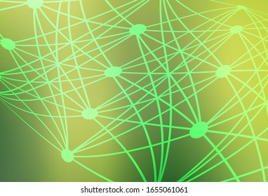 Hellgrüne, gelbe Vektorillustration mit künstlicher Intelligenz. Abstrakte Illustration mit Links und Punkten von AI. Kluges Design für die Förderung von Angebotsdaten.