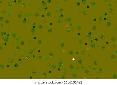 Light Green, Yellow vector template with crystals, circles, squares. Abstract illustration with colorful dots, lines, cubes. Modern template for landing page.