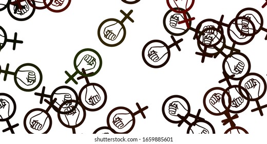 Light Green, Yellow vector template with businesswoman signs. Colorful feminism symbols with a gradient in modern style. Best design to show the power of women.