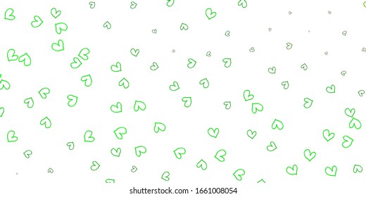 Light Green, Yellow vector template with doodle hearts. Decorative shining illustration with hearts on abstract template. Design for your business advert of anniversary.